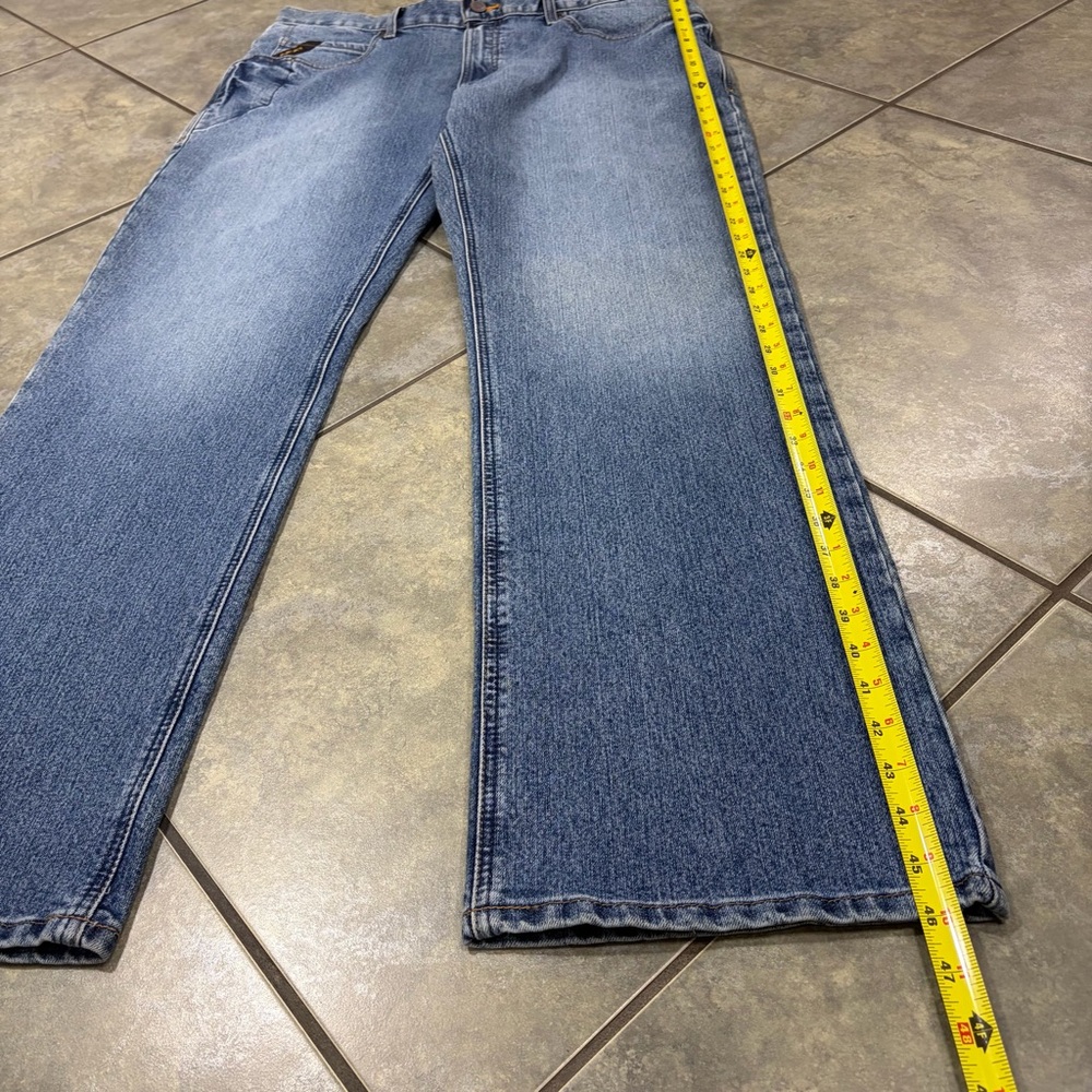 Ariat Rebar M4 Relaxed Bootcut Men's Blue Denim Jeans Cotton Logo 5-Pocket 38x34 - Picture 12 of 15